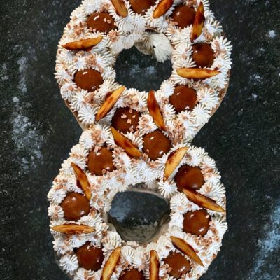 number cake pomme caramel